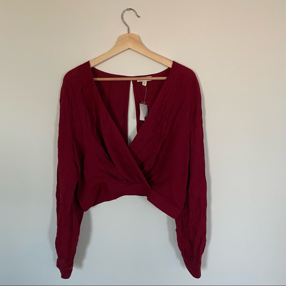 NWT Urban Outfitters Silence + Noise Burgundy Crossed Crop Top